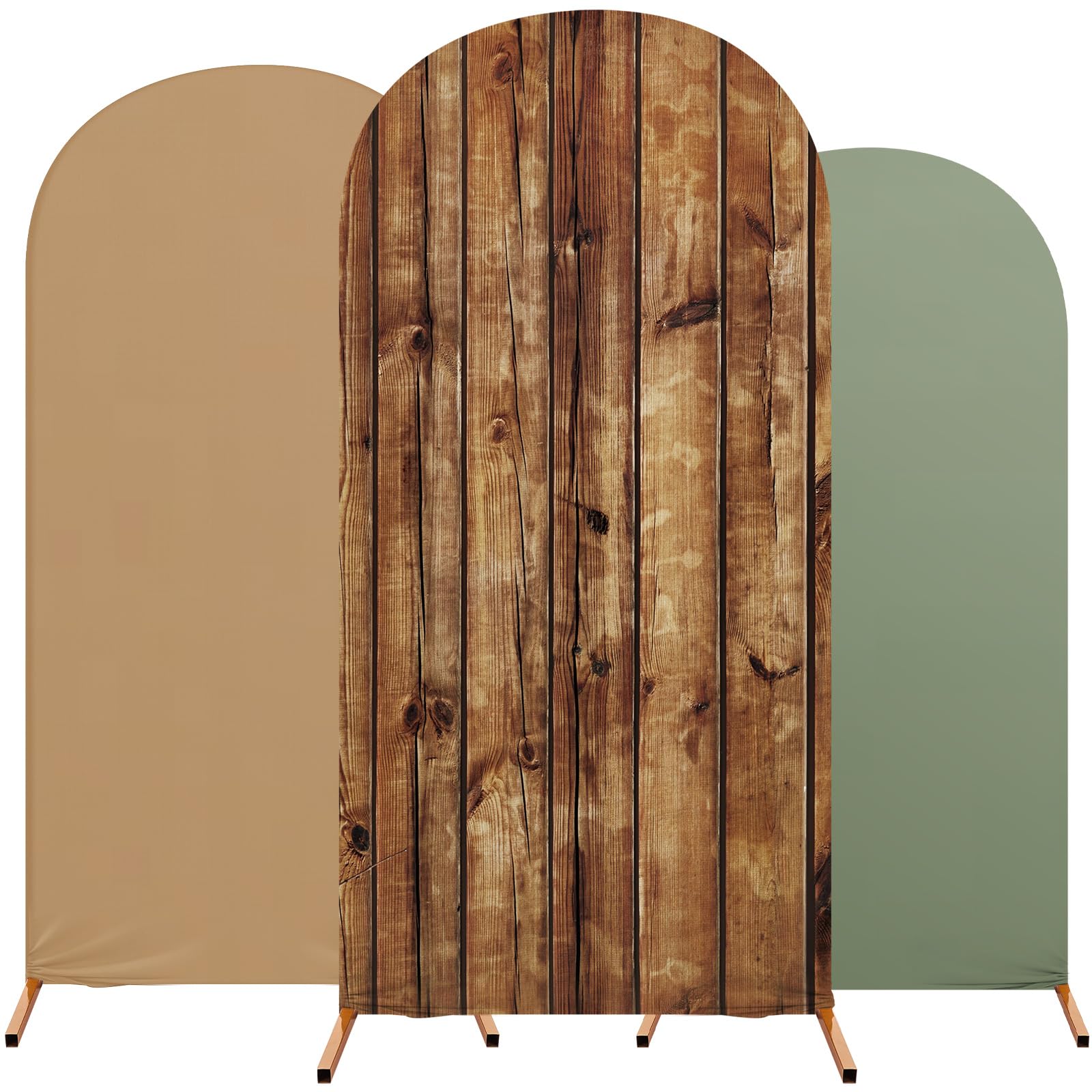 Photo 1 of Tingjoo Set of 3 Forest Arch Backdrop Cover, 4ft, 5ft, 6ft Jungle Theme Birthday Party Decoration, Spandex Fitted Arch Stand Covers for Jungle Birthday Wedding Banquets Party (Forest)