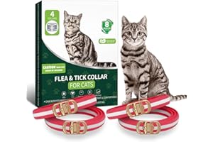 WEALLIN 4 Pack Flea and Tick Collar for Cats- 32 Months Fleas and Ticks Treatment - Water Resistant Cat Flea Collars for Kitten Small Medium Large Dog- Red & White