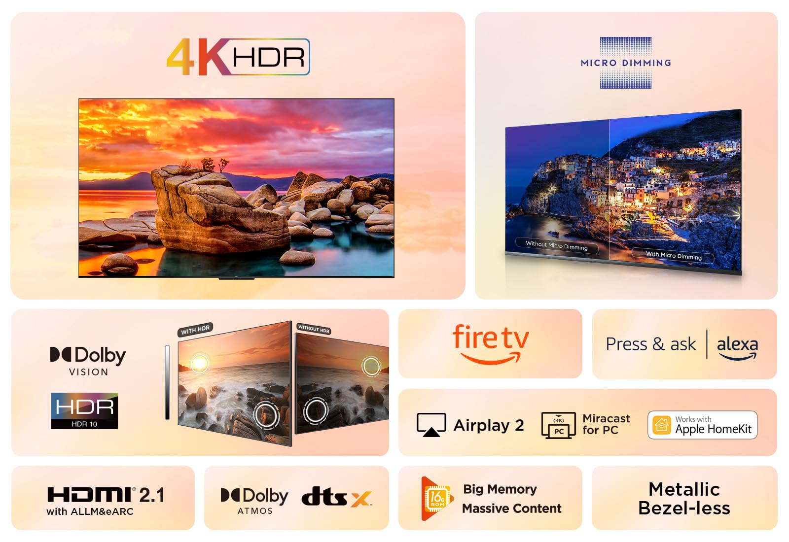 TCL 55PF650 55-Zoll 4K Ultra HD, HDR TV, Smart LED Fire TV (Dolby Vision, Dolby Atmos, DTS, HDR 10, Alexa integriert, Airplay2, Miracast) 2