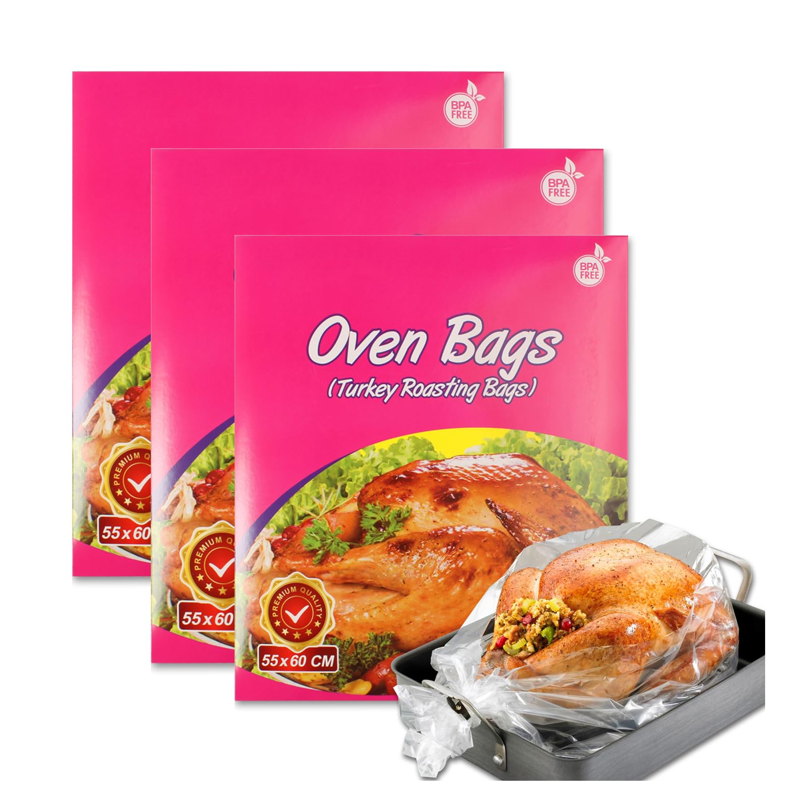 30×Oven Bags Turkey Size Large Roasting Bags Perfect Flavour Seal Cooking Bags for Thanksgiving Day Turkey,Duck,Chicken and Other Meat (3PACK)