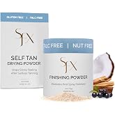 SunFX Setting Powder for Post Spray Tan Talc Free Cheeky-Sunshine 4 Oz | Silica and Gluten Free Finishing and Dusting Powder for Sunless Tanning Gives Translucent Shimmer Body Glow for Self Tanner