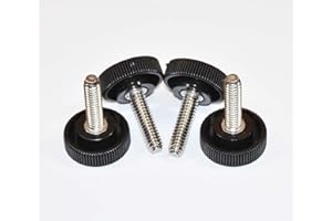LOCEZY Four (4) 1/4-20 x 1" Long Stainless Steel Thumb Screws 1" Round Knurled Plastic Head