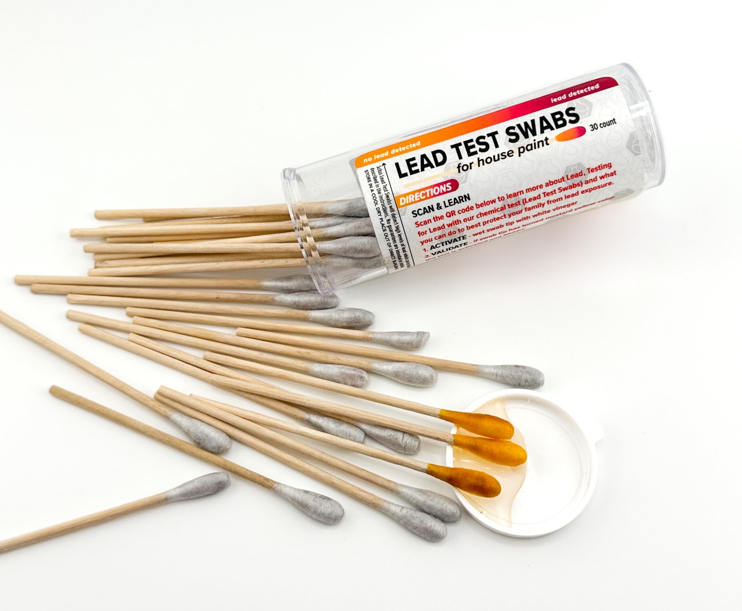 SCITUS know, understand Lead Test Kit with 30 Testing Swabs Rapid Test Results in 30 Seconds Just Dip in White Vinegar to Use Lead Testing Kits for Home Use, Suitable for All Painted Surfaces