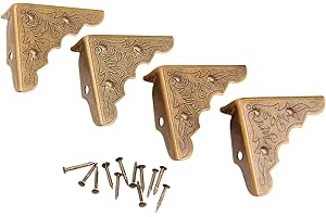 Dophee 8Pcs Antique Brass Jewelry Box Corner Case Chest Corner Protector Guard Edge Cover