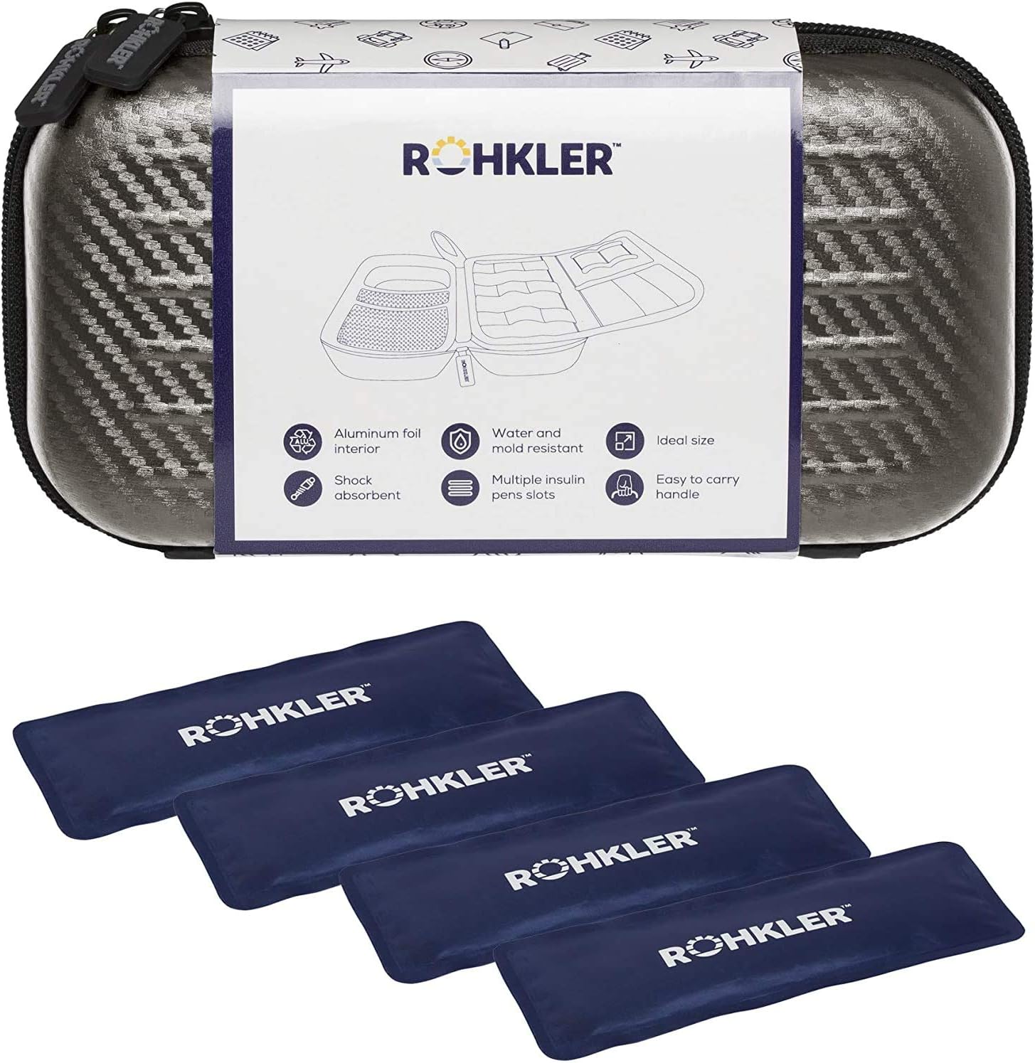 Insulin Cooler Travel Case - 4 Ice Packs - Travel Cooler for Diabetic Supplies - Removable Organizer - Spacious Insulin Case - Medical Cooler Diabetes Bag - Insulin Bag - Vial Safe Insulin Protector: Health & Personal Care