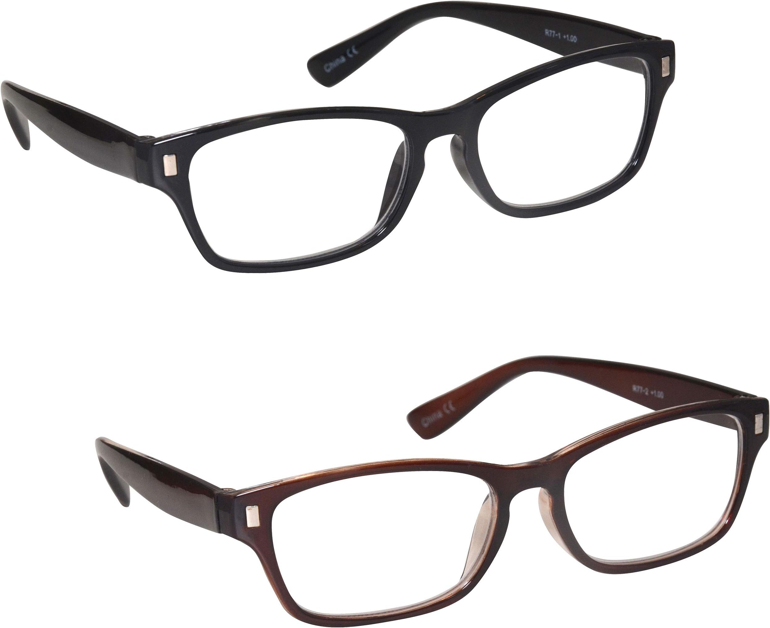 The Reading Glasses Company Black Brown Readers Value 2 Pack Mens Womens RR77-12 +2.50