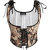 Scarlet Darkness Women's Underbust Corset Top Renaissance Medieval Lace-up Boned Fairycore Pirate Corsets