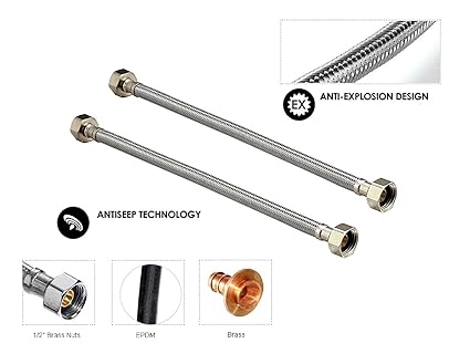 Quick Silver Stainless Steel Connection Pipe 18 inch (Pack of 2 pcs)