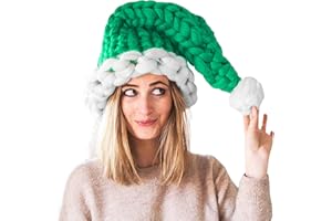 Christmas Knitted Santa Hats for Adult Crochet Striped Christmas Beanie Xmas Holiday Party Caps Cozy Warm Winter Pompom Hats