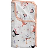 Red Rovr 100% Organic Cotton Muslin Baby Blanket | Multi-Layer Muslin Quilt | Newborn & Toddler | Soft, Lightweight | Nursery, Stroller | Machine Wash | 30" x 40" | Little Unicorns