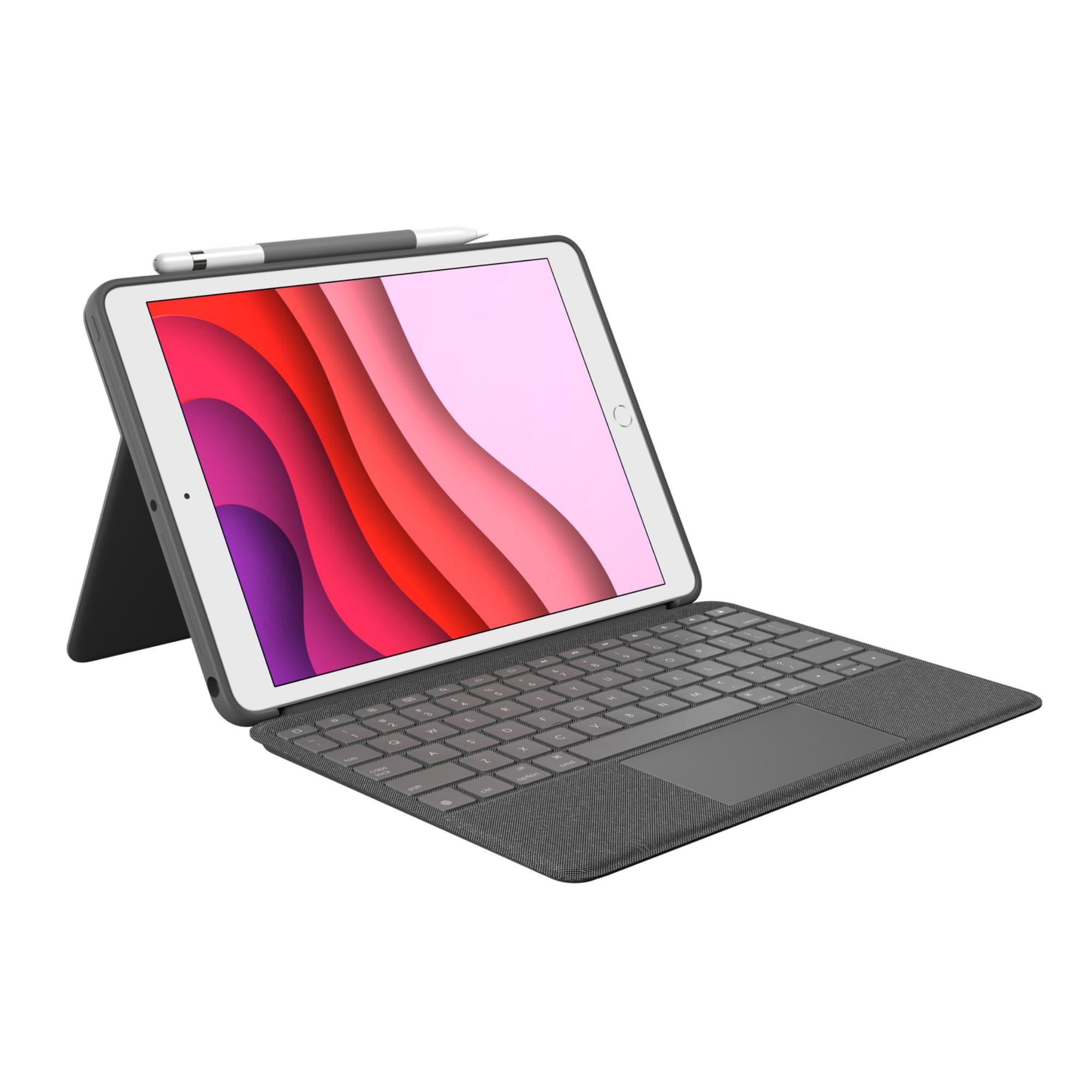 Logitech Combo Touch trackpad case for iPad (7th, 8th, & 9th gen) with precision trackpad, AZERTY French layout - Grey
