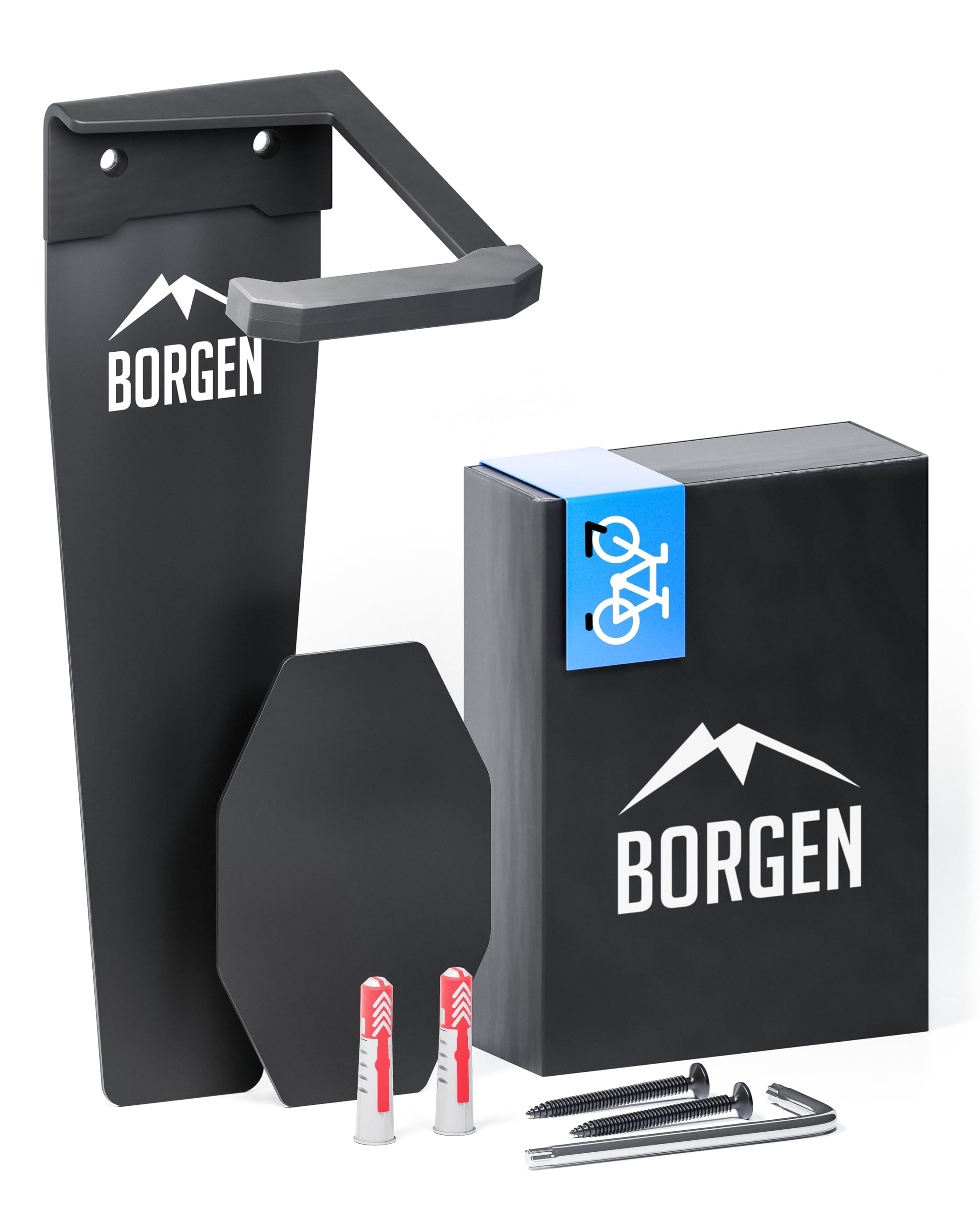 Borgen Bicycle Wall Mount Vertical with 32 kg Load Capacity - Bicycle Mount Wall for E-Bike, MTB and Road Bike