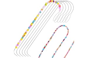 Karsspor 6 PCS Large Big Eye Curved Beading Needles, 5.3 Inch Stainless Bead Needle for Bead Spinner, Bead Spinner Needles for Glass Seed Beads Waist Beads Bracelet Necklace Making (Copyright Product)