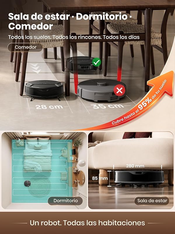 M210 Omni Robot Aspirador y Fregasuelos, 20000 Pa, Cero Enredos
