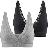COLOMI Maternity Nursing Bra Wirefree Cotton Breastfeeding Bra for Sleep Lace Maternity Bralette