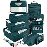 Veken 8 Set Packing Cubes for Travel Essentials, Suitcase Organizer Bags in 4 Sizes, Carry-On Luggage Accessories with Large Laundry & Hanging Toiletry Bag, Must-Have for Airplane, Road Trip & Camping
