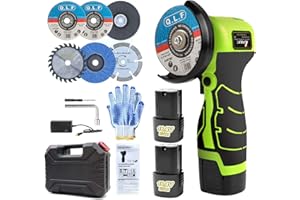 ZFULVO Cordless Brush Angle Grinder Kit, 19500rpm Mini Electric Angle Grinding Tool with 2pcs 16.8V 2000mAh Batteries and 5-Cutting Discs, Grinder Handheld Cutter for Metal Wood