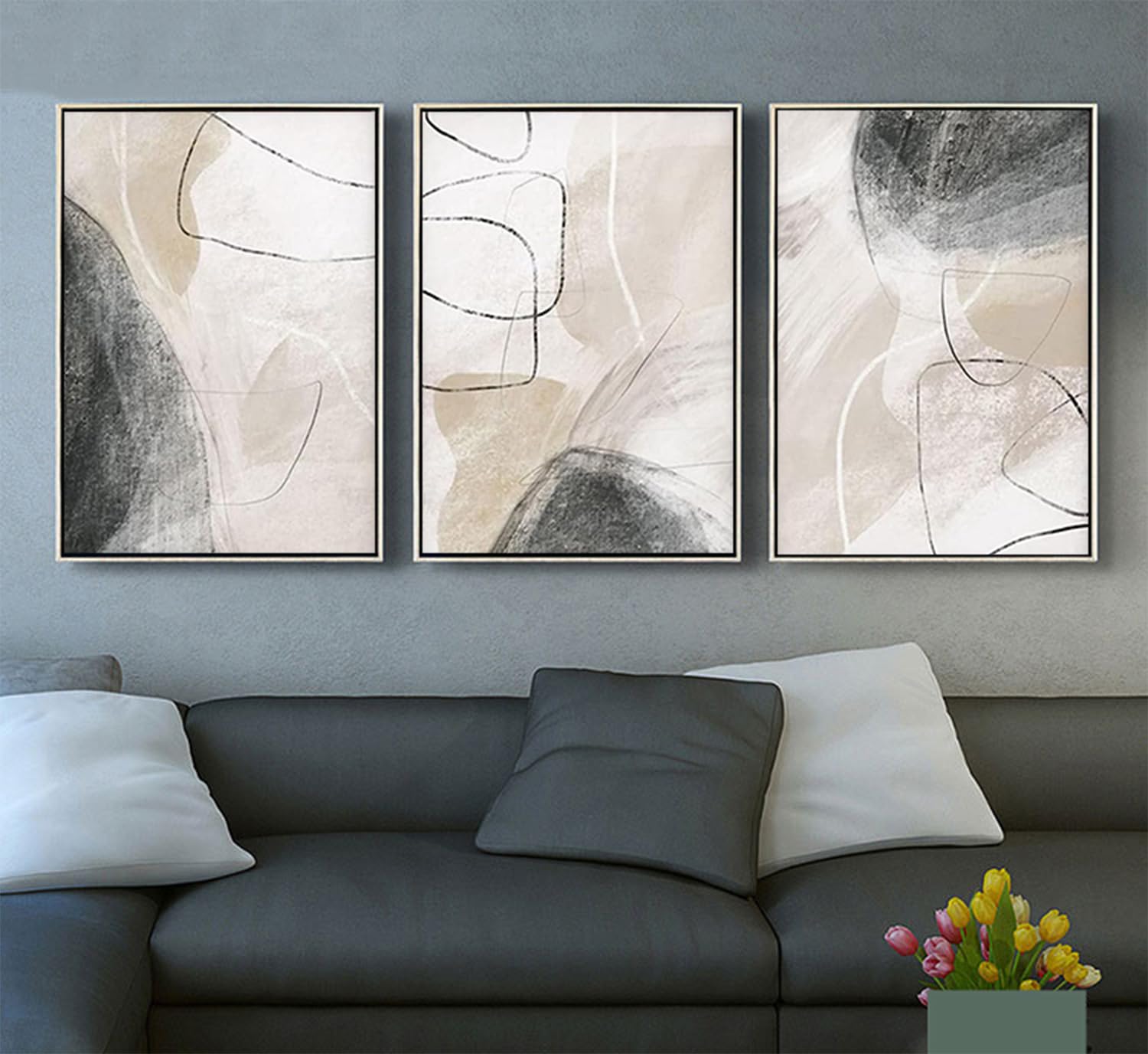 PYNVDD Canvas Poster, Modern Minimalist Abstract Wall Art, Bohemian Poster Set, Geometric Wall Decoration, No Frame (Picture 7.40 x 60 cm x 3)