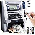 Blingbin Upgraded ATM Piggy Bank for Kids, ATM Bank Machine for Real Money with Debit Card, Bill Feeder, Coin Recognition, Balance Calculator, Electronic Saving Safe Machine Box for Boys Girls Gift
