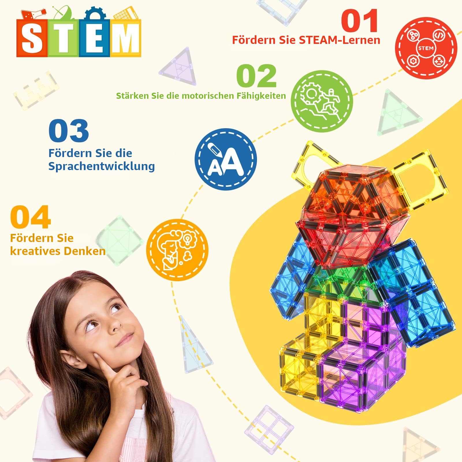 60magnetische Bausteine,Kinderspielzeug,STEM-Magnetblöcke,sensorisches Spielzeug, Kinderspiele, Magnet-Bauspielzeug für 3+ Jahre alte Jungen und Mädchen,Vorschul-, Kindergarten- und Kleinkindspielzeug 2