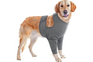 IDOMIK Dog Recovery Suit for Front Legs, Adjustable Dog Leg Sleeves to Stop Licking, Dogs Elbow Braces Protector for Leg Injuries Shoulder Wound, Cone Collar Alternatives,Grey,L