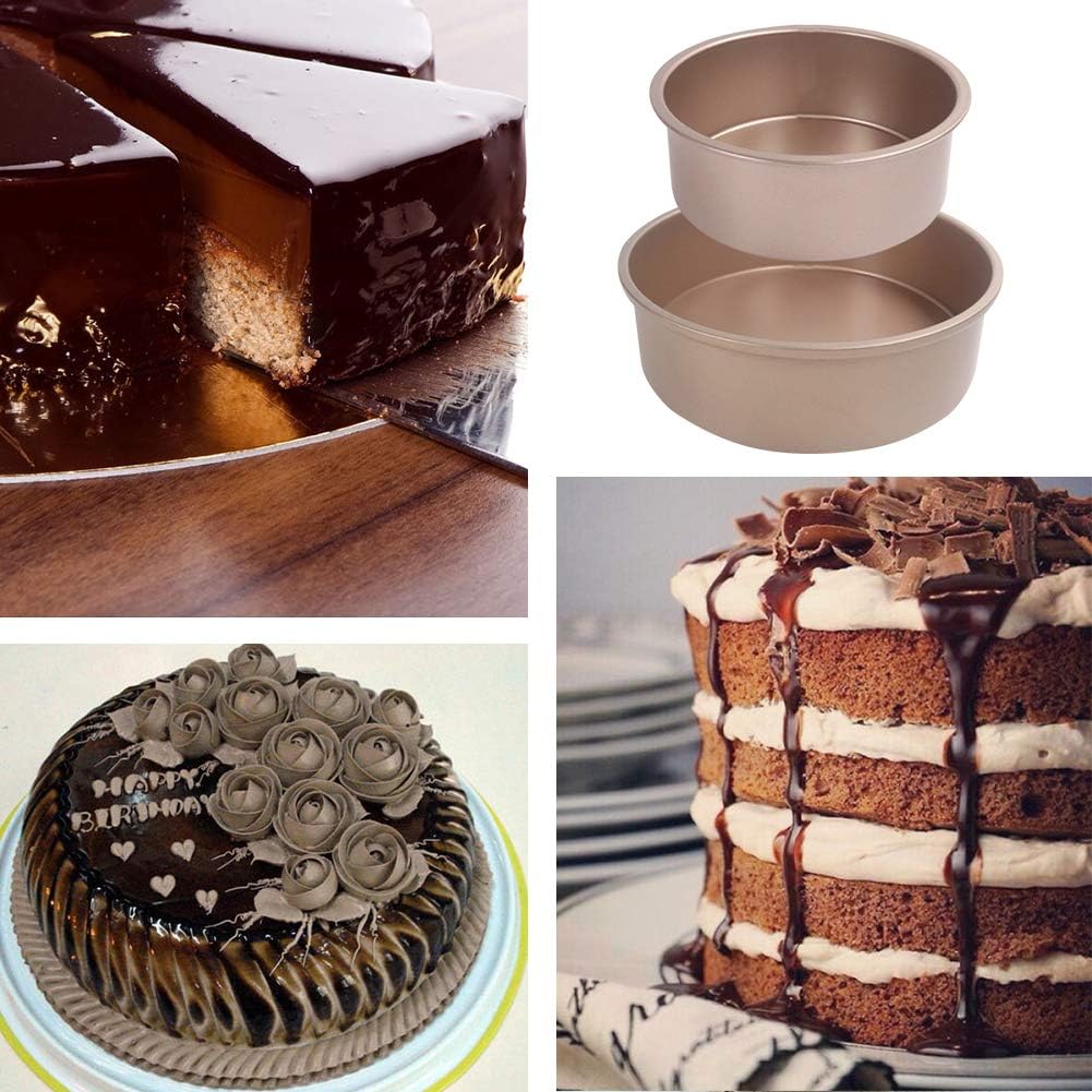 Lot De 2 Moules A Gateau Ronds Dores Avec Base Lache En Carbone Profond Anti Adhesif Avec Fond Amovible Pour Gateau De Mariage Anniversaire 3 Cm Noel 15 2 Cm Moules Ronds Cuisine Et