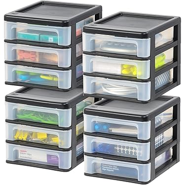 Gracious Living - Contenedor Multiusos De 4 Cajones Para Computadora Y Oficina En Casa Con Tapa Organizadora Para Documentos Y Suministros De Papel De 8.5 X 11 Pulgadas, Color Negro