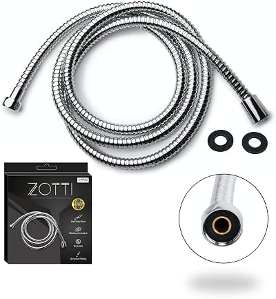 ZOTTI Wide Bore Shower Hose 1m Stainless Steel Leakproof Anti-Kink Universal