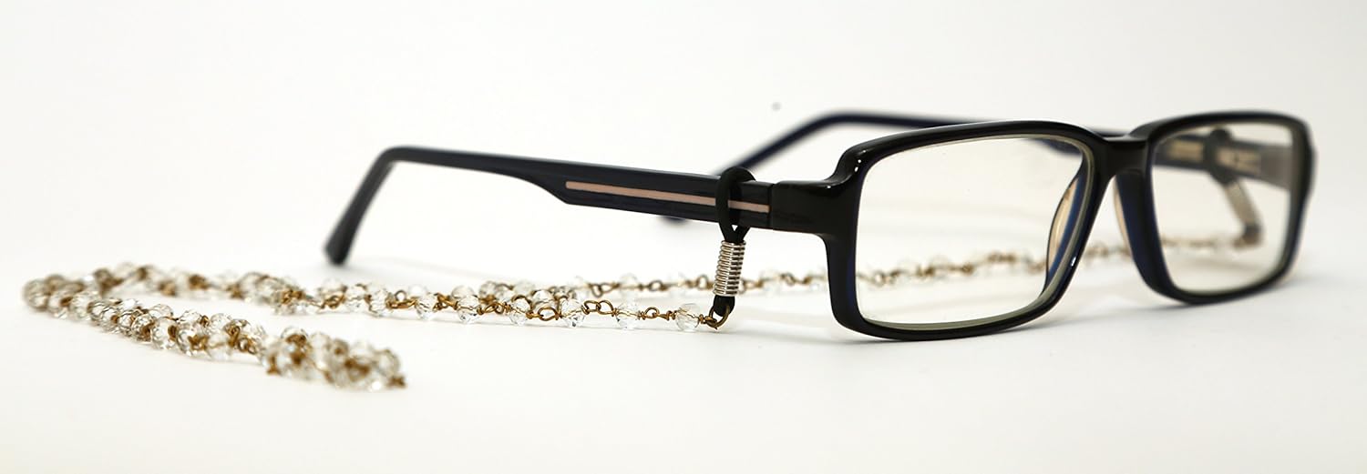 studio shringaar beaded spectacle cord neck strap string chain(white, 74cm)