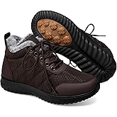 SHIBEVER Snow Boots for Women Winter: Warm Fur Lined Ankle Snow Booties Anti-Slip Waterproof Comfortable Outdoor Winter Shoes