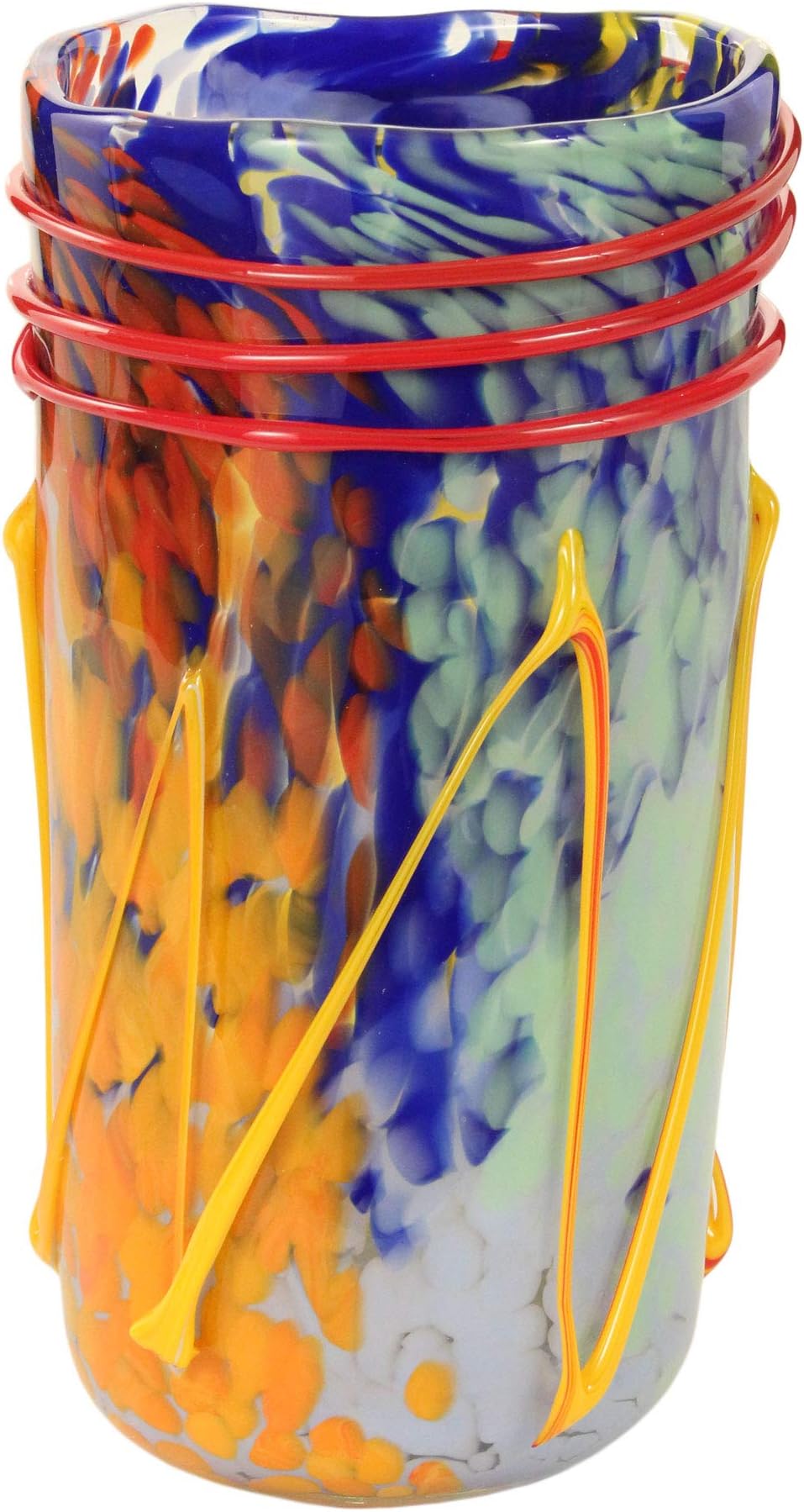 Murano Glass Vase, handmade, with embossed Decorations