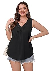 OFEEFAN Womens Summer Tops Black Tank Woman V Neck