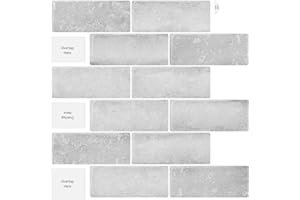 Artemuro 10-Sheets Mist Grey Subway Tiles Peel and Stick Backsplash Tile- 3D Self Adhesive Peel and Stick Backsplash for Kitchen, Bathroom - 12"x12" Sticky Mosaic Wall Tiles