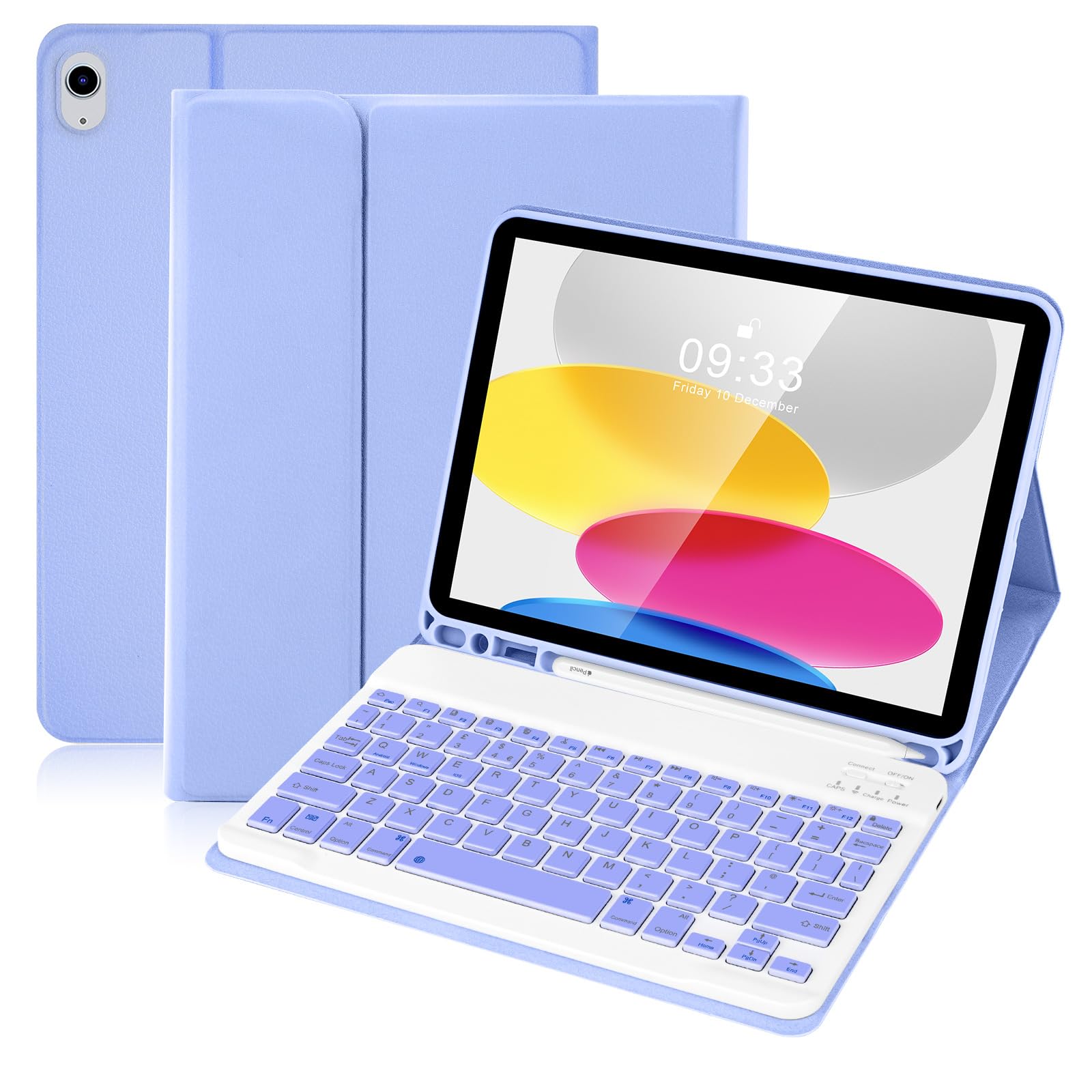 SOPPY Bluetooth Keyboard Case for New iPad 11th Gen. (A16) 11-inch 2025, 10th Generation 10.9 inch 2022, Detachable Wireless Keyboard, with Built-in Pen Holder, UK Layout, Purple
