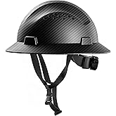AnTools Carbon Fiber Design Full Brim Hard Hat, OSHA Approved Construction Hard Hats for Men, 4-Point Adjustable Suspension, ANSI Z89.1