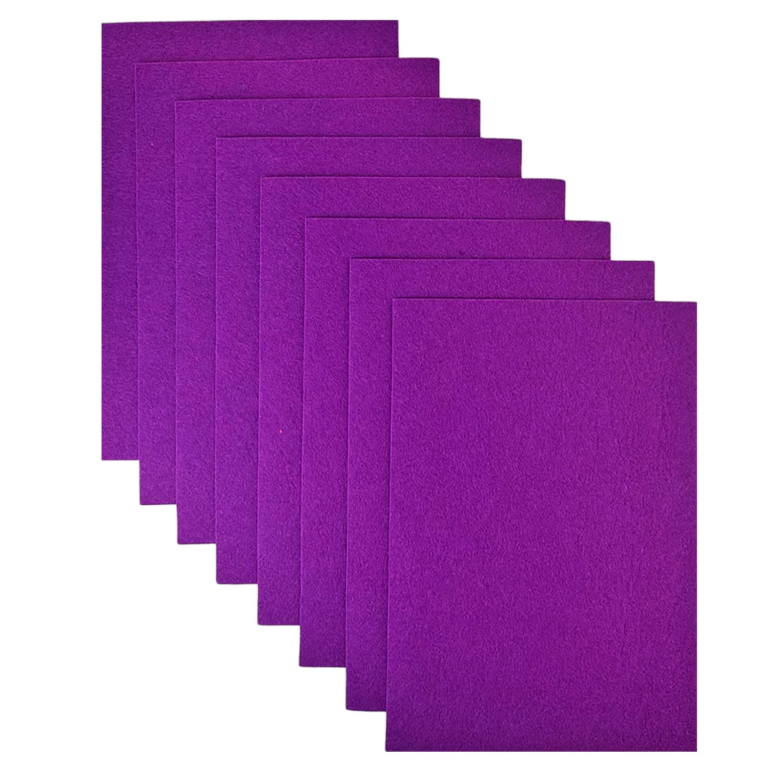 Jtnohx Stiff Felt Fabric for Crafts, 2mm Thick Colour Felt Sheets, 8 Pcs 20x30cm Craft Fabric for Sewing & DIY Projects(Purple)