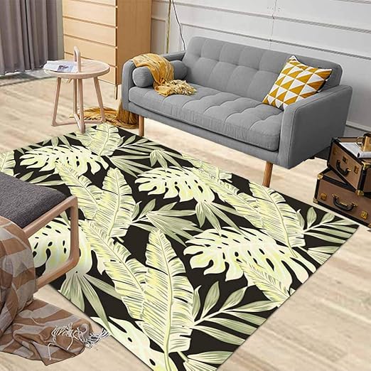 Amazon Com Jacrane Outdoor Area Rug 5x7 Area Rug Soft Area Rug Tropical Palm Leaves Jungle Floral Pattern Background Large Area Rug Farmhouse Area Area Rugs For Living Room Cozy Area Rug Modern