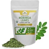 Organic Veda Moringa Tea Leaves - True Green Rich, Premium Single Origin,100% Organic Moringa Oleifera Loose Leaf Tea, Baking, Soup Powder, Caffeine-Free, Vegan, Non-GMO- 7oz