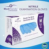 Farla Medical MediHands Nitrile Gloves Medium Blue Heavy Duty Powder Free Latex view 9