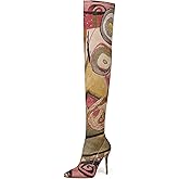 vivianly Womens Thigh High Boots Denim Pointy Toe Over The Knee Boots Stiletto Heel Long Boots