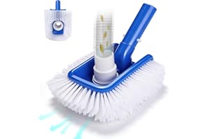 Pool Vacuum Head Brush for Inground & Above Ground Pools, Heavy Duty Round Scrubber Pool Brush with 1/4" or 1/2" Swivel Hose 
