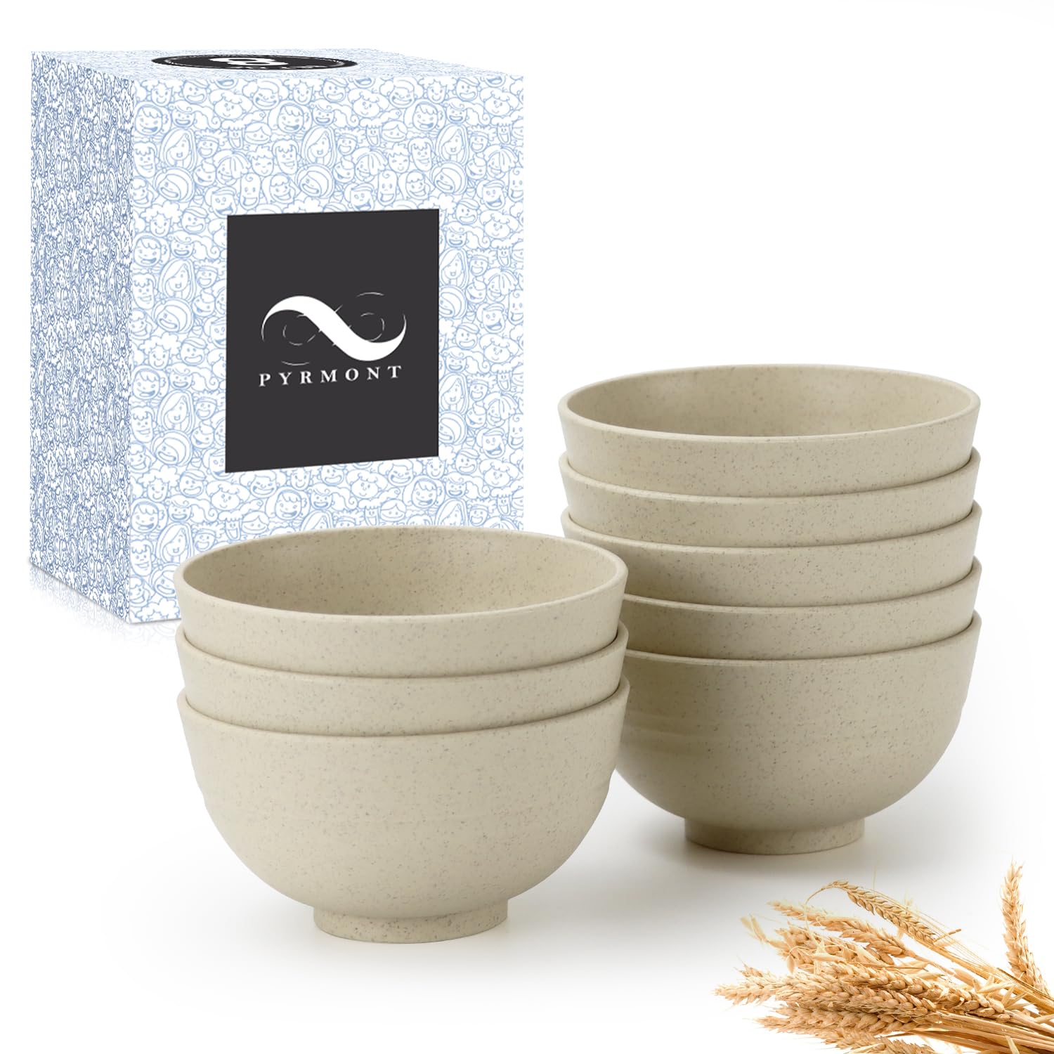 Photo 1 of Wheat Straw Bowls Set of 8,10 OZ Small Bowls,Kids Bowls,Cereal Bowls,Plastic Bowls Reusable,Unbreakable Ice Cream Bowls for Dessert,Snack,BPA-Free,Dishwasher & Microwave Safe Bowls for Kitchen,Beige