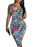Nimsruc Women Casual Sexy Tank Top Bodycon Dress Summer Pencil Sleeveless Basic Midi Club Dresses