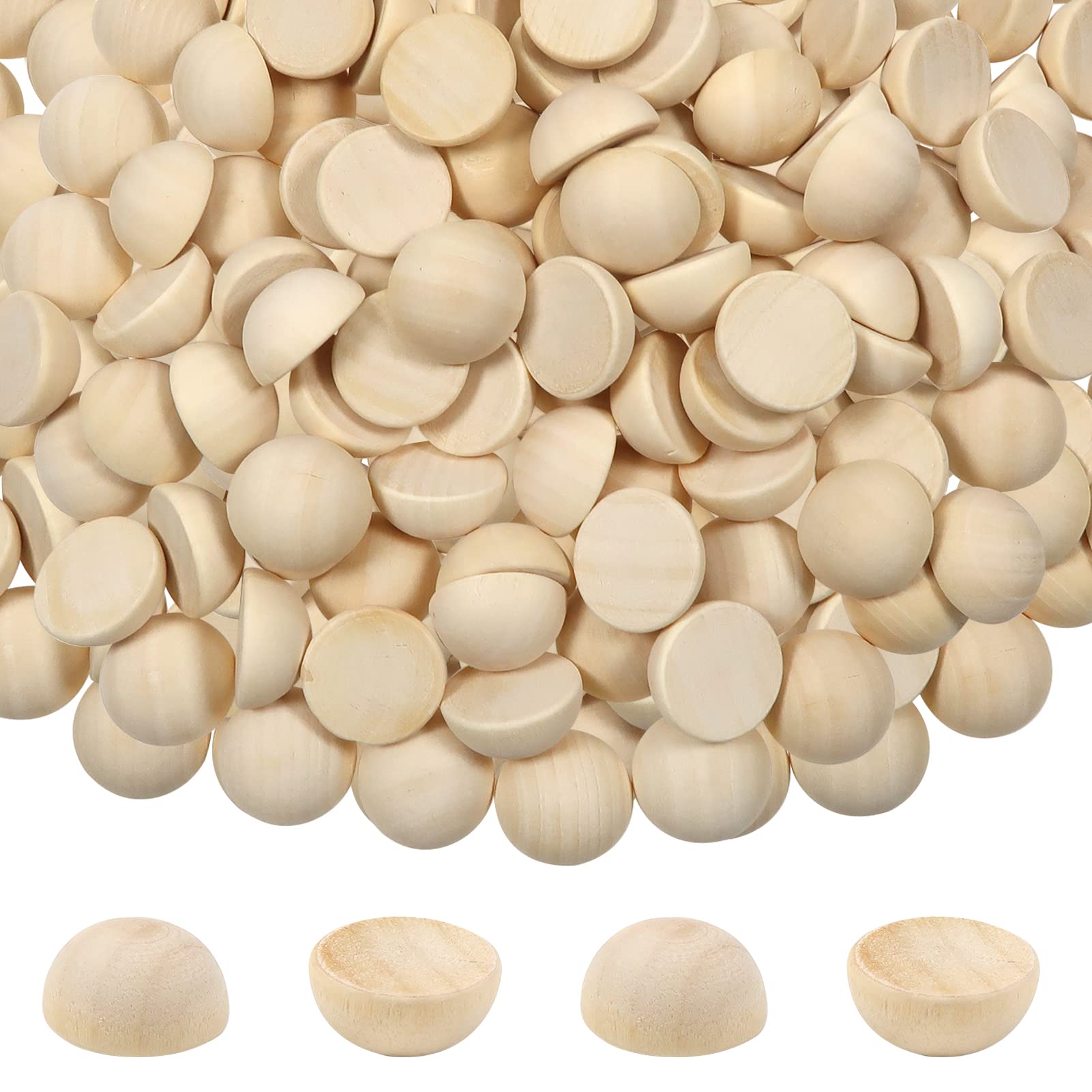 TOAOB 100pcs Half Wooden Beads Natural Unfinished Wooden Half Craft Balls 20mm Split Round Hemisphere Wood Ball for Painting DIY Jewellery Making Art Crafts Assortments — image 1