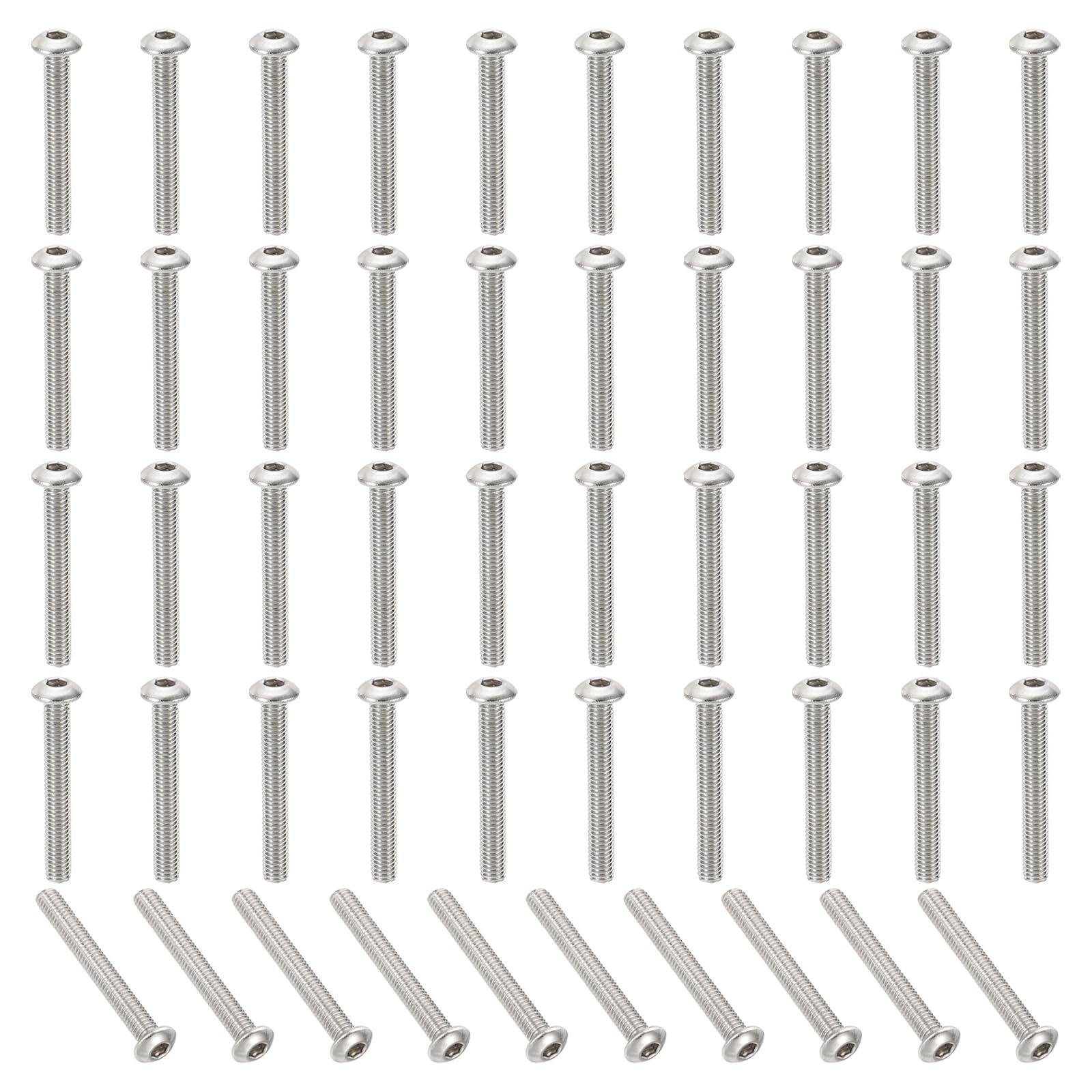 PATIKIL M3-0.5x30mm Button Head Socket Cap Screws, 50 Pcs 304 Stainless Steel 18-8 Hex Socket Cap Screw Bolts Allen Hex Drive Full Machine Thread