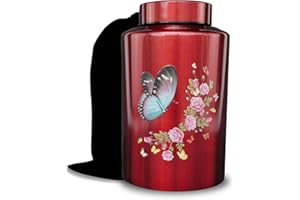 AODIYA Large Cremation Urns for Adult Male Female Ashes, Up to 220 lbs Decorative Urn for Human Remains with Velvet Bag(Butterfly)