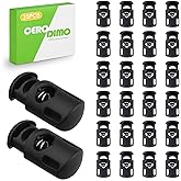 CeroDimo 35Pcs Plastic Cord Locks, Black Spring Toggle Stoppers for Drawstrings, Shoelaces, Paracord, Clothing, and Bags, Elastic Cord Adjuster Clips