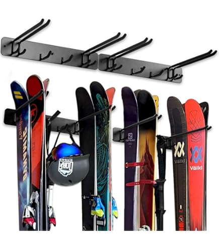 Ski Snowboard Rack Houseables 12-Pair Ski & Snowboard Wall Rack Black - View #6