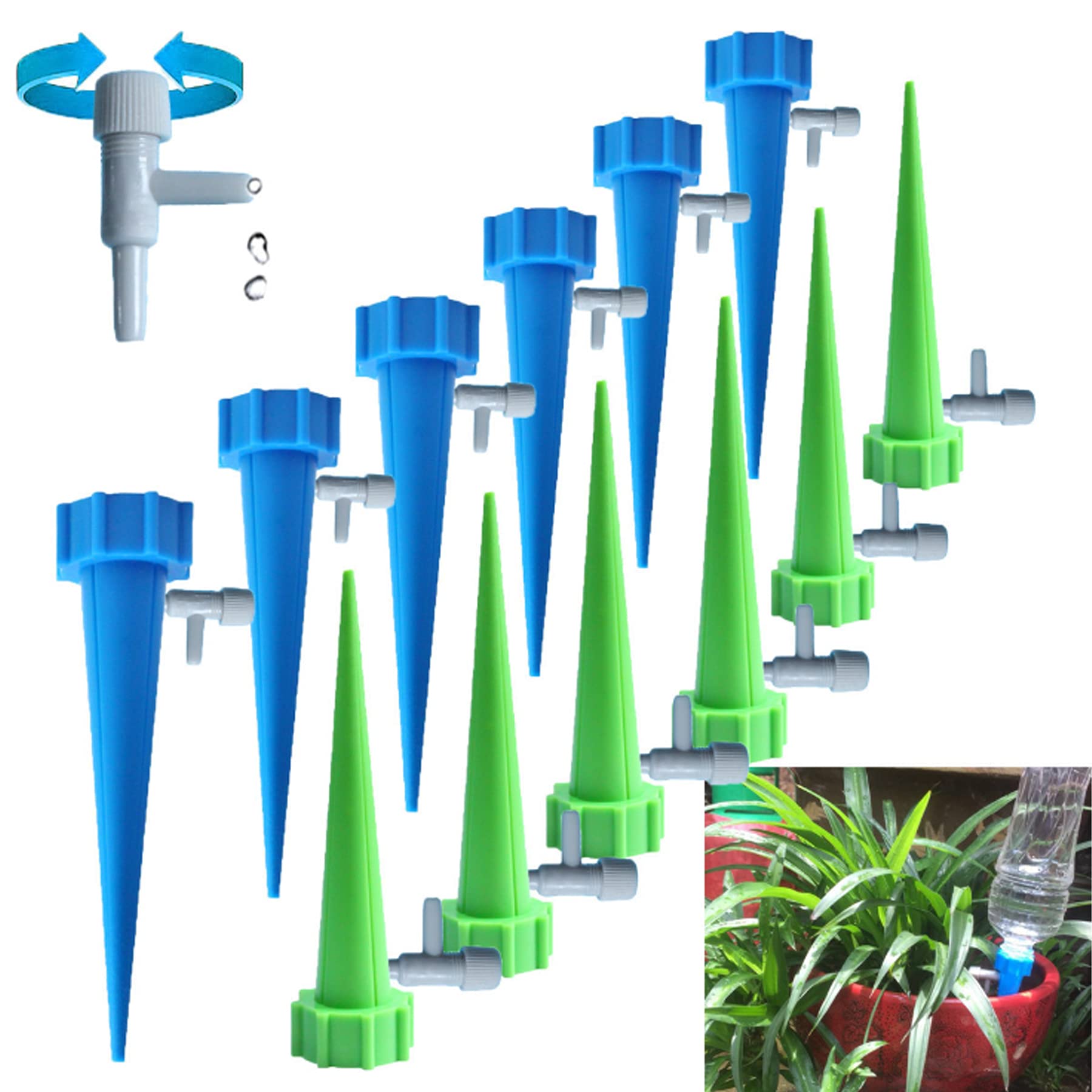 MINGUUK Plant Self Watering Spikes Devices（12 Pcs）,Automatic Drip Irrigation Kit with Slow Release Control, Automatic Watering System for Plant Flower or Vegetables, Suitable for All Bottles