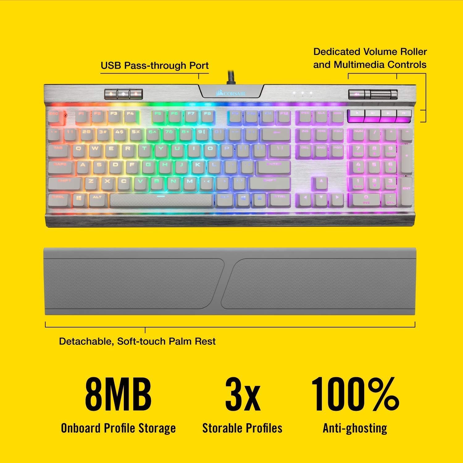 Corsair K70 RGB MK.2 SE Mechanical RAPIDFIRE Gaming Keyboard - USB Passthrough & Media Controls - PBT Double-Shot Keycaps - Cherry MX Speed - RGB LED Backlit: Computers & Accessories